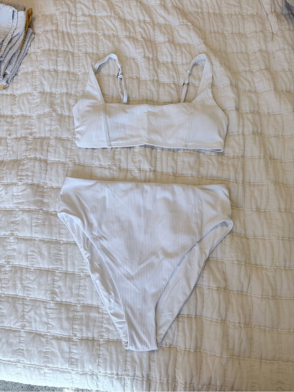 Andie White Ribbed High-Waist Bikini Set